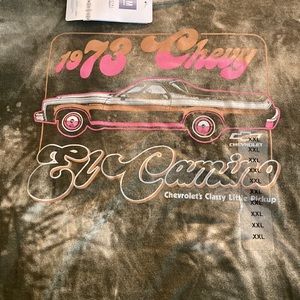 Women GM 1973 Chevy El Camino Graphic Tee T-Shirt Crop Top Olive Stone Size XXL